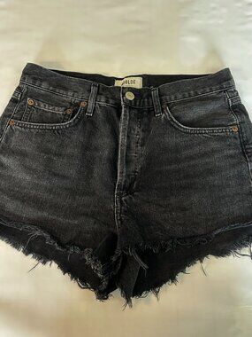 AGOLDE Black Denim Shorts Distressed / Frayed - Size: 26